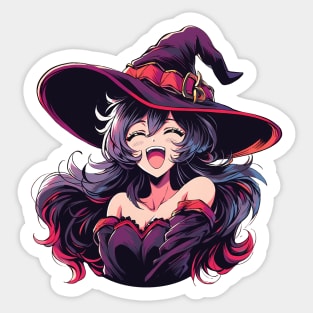 Cute Anime Halloween Witch Smiling Sticker